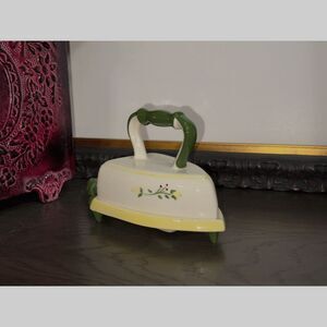 Brock of California Butter Dish, Farmhouse Yellow Iron Shape, VTG 1950s Ceramic‎